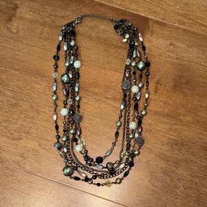 Lia Sophia Black and Gold Multi-Strand Necklace
